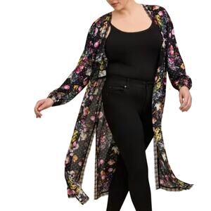 NWT Torrid Boho Floral Polka Dot Crepe Lace Trim Kimono